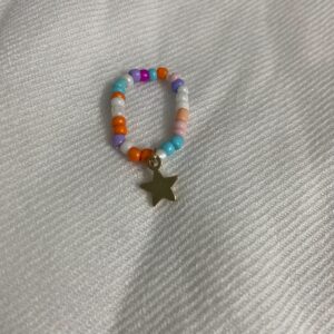 Multicolor beaded dangling star ring
