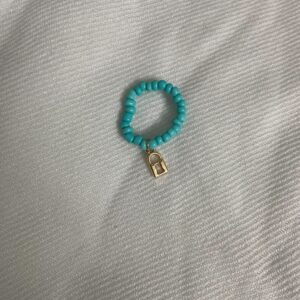 Blue beaded dangling lock ring