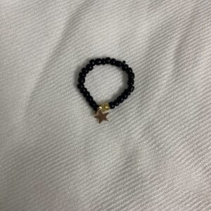 Black beaded dangling star ring