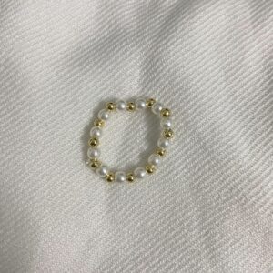 White n golden beaded ring