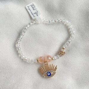 White crystal premium evil eye bracelet