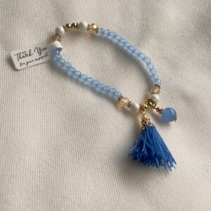 Ocean blue beaded bracelet with tassel