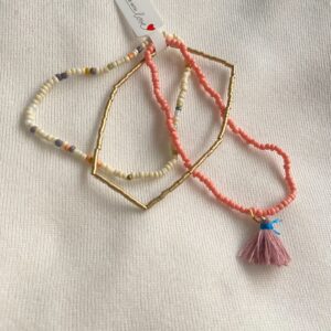 Peachy bloom beaded bracelet with tassel (pack of 3)