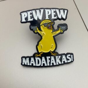 Yellow duck shooting brooch pin badge