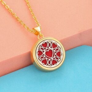 Aromadiffuser pendant necklace (Gold, Heart flower)
