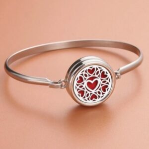 Aromadiffuser detachable bracelet (silver, heart flower)