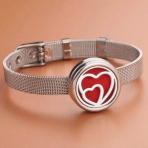 Aromadiffuser watch strap bracelet (silver, heart twist)