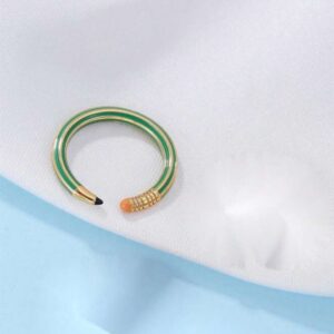 Pencil shaped Adjustable ring (green)