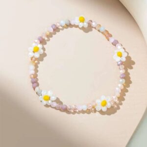 Daisy Flower crystal beaded bracelet