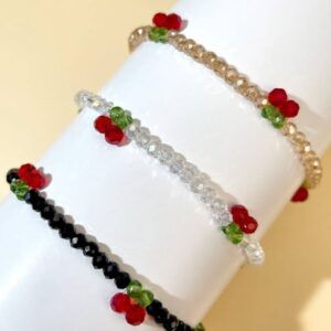 Crystal beaded boho cherry bracelet (tranzy white)