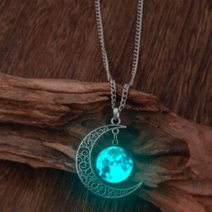 Moon glow in the dark pendant necklace