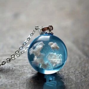 Luminous clouds in sky resin ball pendant necklace