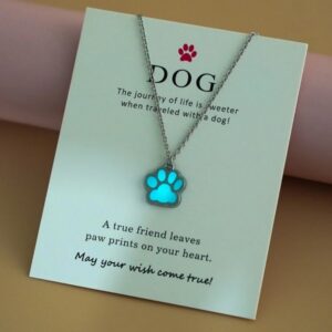 Glow in the dark Paw charm necklace
