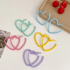 Big heart shaped pastel hoops (sky blue)