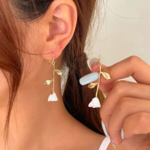 White Rose drop earrings