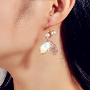 Mermaidia faux pearl fish tail drop earrings