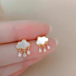 Zirconia stone cloud & rain drop earrings