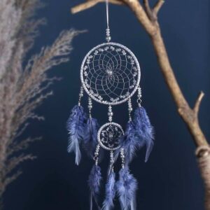 Crystal weaved purple grey premium dream catcher