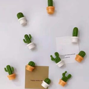 6pcs cactus fridge magnets 3D plant pot design