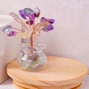 Natural crystal mini glass wishing bottle lucky tree (Fluorite)