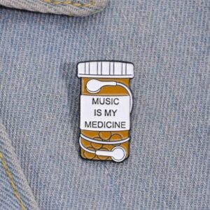 Music is my medicine brooch pin badge
