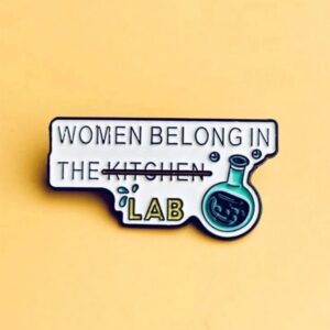 Lab life feminist brooch pin badge