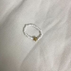 White beaded star charm ring