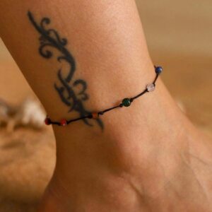 Natural seven chakra stone braided anklet