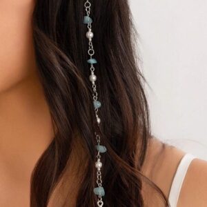Fairycore spiral star stone pearl beaded hair chain