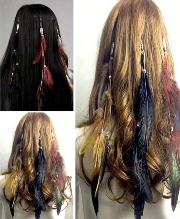 Bohemian feather tassel hair clip (dark brown chrome)