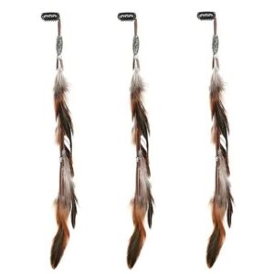 Bohemian feather tassel hair clip (brown white)
