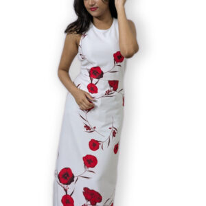 White Poppy Floral Maxi Dress by miilode