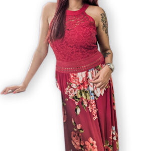 Ruby Lace Blossom Midi Dress